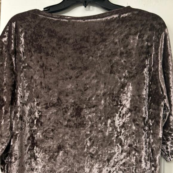 Pol Chocolate Brown Crushed Velvet Relaxed Boxy Fit Top Size Medium - Picture 5 of 7